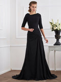 A-Line/Princess 1/2 Sleeves Pleats Long Chiffon Dresses TPP0003099