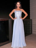 A-Line/Princess Chiffon Applique Square Sleeveless Floor-Length Dresses TPP0004743