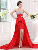 A-Line/Princess Beading Sweetheart Sleeveless High Low Taffeta Dresses TPP0004390