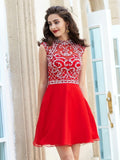 A-Line/Princess High Neck Sleeveless Beading Short/Mini Chiffon Dresses TPP0008335