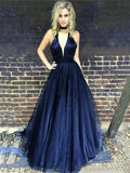 A-Line/Princess Sleeveless V-neck Floor-Length Ruffles Tulle Dresses TPP0002595