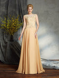 A-Line/Princess Scoop Applique Sleeveless Long Chiffon Mother of the Bride Dresses TPP0007368