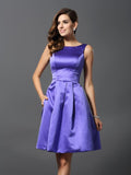 A-Line/Princess Scoop Sleeveless Short Satin Bridesmaid Dresses TPP0005459