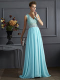 A-Line/Princess Straps Sleeveless Beading Lace Long Chiffon Dresses TPP0002636