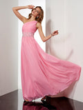 A-Line/Princess One-Shoulder Sleeveless Beading Long Chiffon Dresses TPP0003939