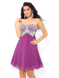 A-Line/Princess Sweetheart Rhinestone Sleeveless Short Chiffon Cocktail Dresses TPP0004123