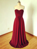 A-Line/Princess Sleeveless Sweetheart Floor-Length Chiffon Bridesmaid Dresses TPP0005369