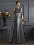 A-Line/Princess High Neck Sleeveless Pleats Long Chiffon Dresses TPP0003567