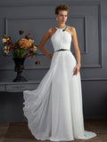 A-Line/Princess High Neck Sleeveless Beading Long Chiffon Dresses TPP0002505