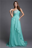 A-Line/Princess One-Shoulder Beading Sleeveless Long Chiffon Dresses TPP0004487