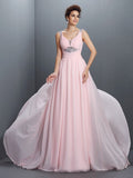 A-Line/Princess Straps Beading Sleeveless Long Chiffon Dresses TPP0003521