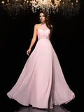 A-Line/Princess Halter Beading Sleeveless Long Chiffon Dresses TPP0003604