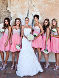 A-Line/Princess Sleeveless Sweetheart Short/Mini Chiffon Beading Bridesmaid Dresses TPP0005443