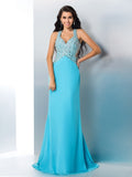 A-Line/Princess Straps Beading Sleeveless Long Chiffon Dresses TPP0002744