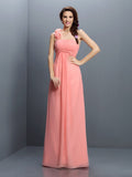 A-Line/Princess Strapless Hand-Made Flower Sleeveless Long Chiffon Bridesmaid Dresses TPP0005737