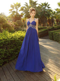 A-Line/Princess Straps Beading Sleeveless Long Chiffon Dresses TPP0002740