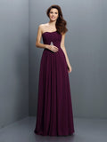 A-Line/Princess Strapless Pleats Sleeveless Long Chiffon Bridesmaid Dresses TPP0005391