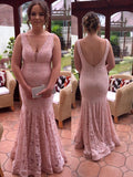 Trumpet/Mermaid V-neck Sleeveless Beading Floor-Length Lace Plus Size Dresses TPP0003371