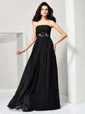 A-Line/Princess Strapless Sleeveless Hand-Made Flower Long Chiffon Dresses TPP0004191