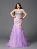 Trumpet/Mermaid Sweetheart Beading Sleeveless Long Net Plus Size Dresses TPP0003983