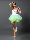 A-Line/Princess Strapless Ruffles Sleeveless Short Organza Cocktail Dresses TPP0008936