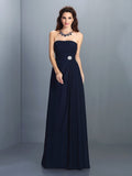 A-Line/Princess Strapless Rhinestone Sleeveless Long Chiffon Bridesmaid Dresses TPP0005471