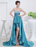 A-Line/Princess Beading Sweetheart High Low Sleeveless Taffeta Dresses TPP0004263