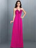 A-Line/Princess Halter Hand-Made Flower Sleeveless Long Chiffon Bridesmaid Dresses TPP0005807