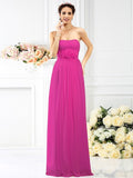 A-Line/Princess Strapless Hand-Made Flower Sleeveless Long Chiffon Bridesmaid Dresses TPP0005309