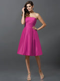 A-Line/Princess Strapless Sleeveless Short Taffeta Bridesmaid Dresses TPP0005359