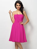 A-Line/Princess Strapless Pleats Sleeveless Short Chiffon Bridesmaid Dresses TPP0005762