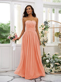 A-Line/Princess Chiffon Ruffles Strapless Sleeveless Floor-Length Bridesmaid Dresses TPP0004948