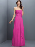 A-Line/Princess Strapless Hand-Made Flower Sleeveless Long Chiffon Bridesmaid Dresses TPP0005617