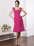 A-Line/Princess Straps Sleeveless Ruffles Ruched Short Chiffon Bridesmaid Dresses TPP0005834