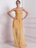 A-Line/Princess Strapless Sleeveless Beading Long Chiffon Bridesmaid Dresses TPP0005577