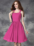 A-line/Princess Straps Ruffles Sleeveless Short Chiffon Bridesmaid Dresses TPP0005517