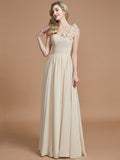 A-Line/Princess One-Shoulder Sleeveless Floor-Length Chiffon Bridesmaid Dresses TPP0005488