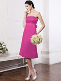 A-Line/Princess Strapless Sleeveless Sash Short Satin Bridesmaid Dresses TPP0005801