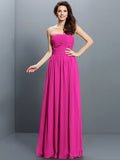 A-Line/Princess Strapless Pleats Sleeveless Long Chiffon Bridesmaid Dresses TPP0005318