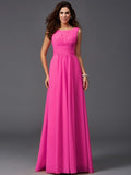 A-Line/Princess Scoop Ruffles Sleeveless Long Chiffon Bridesmaid Dresses TPP0005023