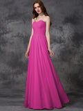 A-line/Princess Sleeveless Sweetheart Ruffles Long Chiffon Bridesmaid Dresses TPP0005741