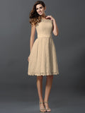 A-Line/Princess Scoop Sleeveless Short Lace Bridesmaid Dresses TPP0005269