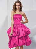 A-Line/Princess Strapless Sleeveless Short Satin Bridesmaid Dresses TPP0005227