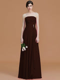 A-Line/Princess Strapless Sleeveless Floor-Length Ruffles Chiffon Bridesmaid Dresses TPP0005756