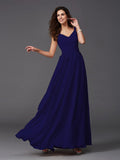 A-Line/Princess Straps Sash/Ribbon/Belt Sleeveless Long Chiffon Bridesmaid Dresses TPP0005143