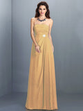 A-Line/Princess Strapless Rhinestone Sleeveless Long Chiffon Bridesmaid Dresses TPP0005471