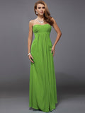 Sheath/Column Strapless Sleeveless Ruffles Long Chiffon Bridesmaid Dresses TPP0005426