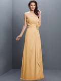 A-Line/Princess Strapless Hand-Made Flower Sleeveless Long Chiffon Bridesmaid Dresses TPP0005617