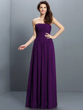 A-Line/Princess Strapless Pleats Sleeveless Long Chiffon Bridesmaid Dresses TPP0005318