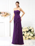 A-Line/Princess Strapless Pleats Sleeveless Long Chiffon Bridesmaid Dresses TPP0005490